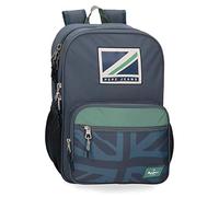Pepe Jeans Tom Mochila Escolar Doble Compartimento Adaptable a Carro Azul 30x40x13 cms Poliéster 15,6L