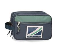Pepe Jeans Tom Neceser Dos Compartimentos Adaptable Azul 26x16x12 cms Poliéster