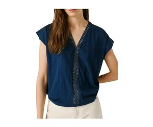 Pepe Jeans - Top de punto de jersey con cuello en V - Blouses & Shirts - Mujer - Azul - S -