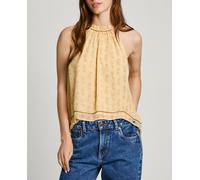 Pepe Jeans Tops de mujer sin mangas gasa estampada. Amarillo 3/M