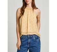 Pepe Jeans Tops de mujer sin mangas gasa estampada. Amarillo 4