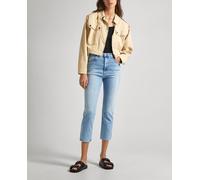 Pepe Jeans Vaquero recto de mujer tiro alto con bajo cropped. Azul índigo 26