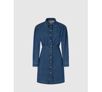 Pepe Jeans Vestido corto vaquero con cierre de botones automáticos. Azul índigo M