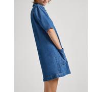 Pepe Jeans Vestido corto vaquero con media tapeta abotonada. Azul índigo M