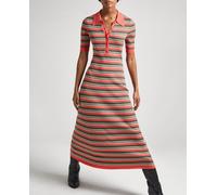 Pepe Jeans Vestido largo con estampado de rayas y manga corta. Rojo XS