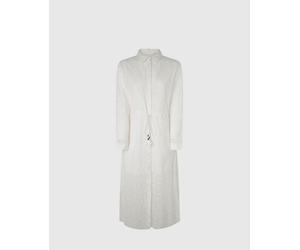 Pepe Jeans Vestido midi con detalles calados. Blanco L