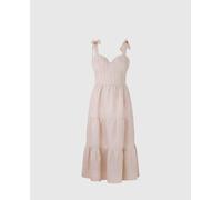 Pepe Jeans Vestido midi de tirantes con estampado de rayas. Beige L