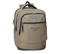 Pepe Jeans Waltford Mochila para Portátil 15,6 Pulgadas Beige 30x42x14,5 cms Poliéster con Detalles en Piel Sintética 18,27L by Joumma Bags