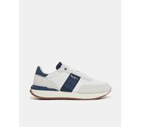 Pepe Jeans Zapatillas Buster Tape de hombre tipo running bajas con cordones. Blanco 45