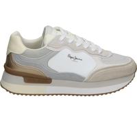 Pepe Jeans Zapatillas con Cuña Mujer - Deportiva Beige con Detalles - Sneakers con Cordones - Cuña Media y Cómoda - Modelo PLS600041-817 - 40 EU