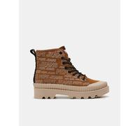 Pepe Jeans Zapatillas de mujer en camel altas tipo casco de piel serraje logotipado con suela track. Camel 39