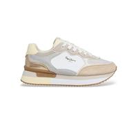 Pepe Jeans Zapatillas con Cuña Mujer - Deportiva Beige con Detalles - Sneakers con Cordones - Cuña Media y Cómoda - Modelo PLS600041-817 - 38 EU