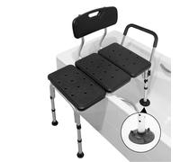 PEPE Mobility Asiento Bañera Adulto con Reposabrazos Acolchada, Silla Bañera Personas Mayores, Banco Transferencia, Altura Regulable, Negro