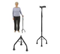 PEPE Mobility Bastón 3 Patas Ajustable, 10 Alturas, Acero y Aluminio, Negro