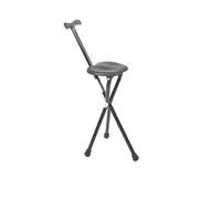PEPE Mobility Bastón Silla Plegable con Asiento, 3 Patas, Aluminio, Negro
