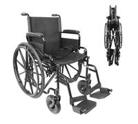 PEPE Mobility Silla de Ruedas Plegable Autopropulsable (Asiento 46 cm), Estructura de Acero con Freno, Reposabrazos y Reposapies Abatibles, Cinturón