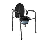 PEPE Mobility Silla WC con Tapa, Altura Regulable, Cubo extraible, Silla Orinal para Personas Mayores, Negro