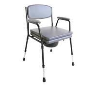 PEPE Mobility Silla WC con Tapa, Asiento y Respaldo Acolchado, Altura Regulable, Cubo extraible, Silla Orinal para Personas Mayores
