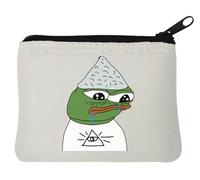 Pepe - Monedero de neopreno con sombrero de aluminio Illuminati de la conspiración y meme, 10 x 11 cm, color blanco, White, Talla única