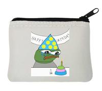 Pepe - Monedero de neopreno con texto en inglés "very sad happy birthday cake meme" (10 x 11 cm), color blanco, White, Talla única