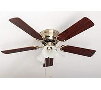 Pepeo GmbH Kisa Deluxe Latón Antiguo con iluminación Ventilador de Techo, 44 W, Palisandro/Nogal Oscuro, 105 cm