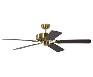 Pepeo Potkuri Brass 4260316670120 Ventilador de techo, 58 W, 240 V, Caoba/Caoba con incrustaciones de ratán, 132 cm