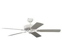Pepeo Potkuri ventilador de techo sin luz, carcasa en blanco lacado, aspas reversibles blancas o blancas con insertos de ratán, 132 cm, para habitaciones de hasta 25 m²