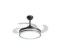 Pepeo Ventilador de techo Ganuwa con iluminación LED, incluye mando a distancia, dispone de un innovador mecanismo de plegado y desplegado de las alas [60 vatios], Negro