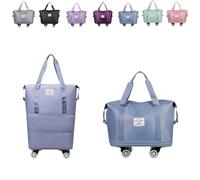 Pepepos Travel Bag with Wheels, 2025 New Pepepos Travel Bag with Wheelsarge, Capacity Wheels, Expandable Foldable Duffle (Blue)