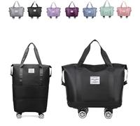 Pepepos Travel Bag with Wheels, 2025 New Pepepos Travel Bag with Wheelsarge, Capacity Wheels, Expandable Foldable Duffle (Black)