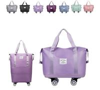 Pepepos Travel Bag with Wheels, 2025 New Pepepos Travel Bag with Wheelsarge, Capacity Wheels, Expandable Foldable Duffle (Light Purple)