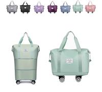 Pepepos Travel Bag with Wheels, 2025 New Pepepos Travel Bag with Wheelsarge, Capacity Wheels, Expandable Foldable Duffle (Green)