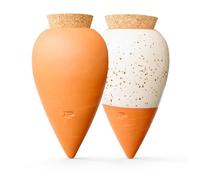 Pepin | 2X Ollas Terracota para plantar | Riego automático y ecológico para planta de interior y exterior | Autonomía de aproximadamente 1 semana | OYA Terracotta + Blanco Graneado 25cl