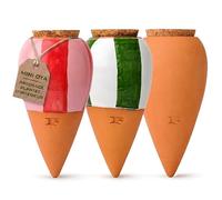Pepin | 3X Mini Oyas Rayas | Oyas A Planter Terracota | Riego automático y ecológico para plantas de interior y exterior | Sistema de riego natural | Mini Oyas Terracotta - 12cl