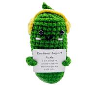 Pepinillo de apoyo emocional, pepinillo positivo, apoyo emocional pepino en escabeche, apoyo emocional, linda muñeca de pepino hecha a mano, muñeca de punto de pepino en escabeche de ganchillo con