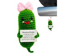 Pepino positivo | Big Dill Pickle con tarjeta , muñeca de ganchillo linda, muñeca de lana tejida para niños, amigos, de cumpleaños, decoración, aliento
