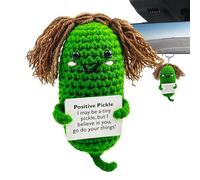 Pepino Positivo - Felpa De Punto Pepino Decorativo | Muñeca De Crochet Con Mensaje Benevolente, Cornichon De Apoyo Emocional Con Tarjeta Motivadora, Dulce Ornamento Que Ange En Un Contexto