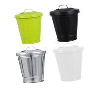 PEPLAYTAL 4 piezas Papeleras de Escritorio con Tapa Cubos de Basura Metálicos Multifuncionales para Oficina Dormitorio y Organizador de Papeles y Porta Macetas Colores Surtidos