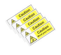 PEPLAYTAL 5 piezas Pegatinas Autoadhesivas Precaución Mira Tu Cabeza Señales Seguridad Impermeables para Techos Bajos Oficinas Hogar Tiendas