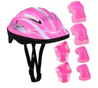 PEPLAYTAL Protección Infantil con Casco de Patinaje Rosa Rodilleras Coderas y Muñequeras Ajustables para Skate Bicicleta y Monopatín Cómodo y Resistente para Actividades al Aire