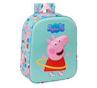 PEPPA PIG 3D - Mochila de Guardería 3D, Adaptable a Carro, Fácil Limpieza, Ideal para Niños de Diferentes Edades, Cómoda y Versátil, Calidad y Resistencia, 22x10x27 cm, Color Verde/rosa