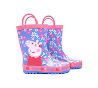 Peppa Pig Wellies - Manijas fáciles para niña de Las Flores - Botas de Lluvia 20 EU