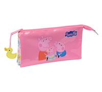PEPPA PIG BABY PIG - Portatodo Triple, Estuche Infantil, Estuche Niño, Ideal para Niños en Edad Escolar, Cómodo y Versátil, Calidad y Resistencia, 22x3x12 cm