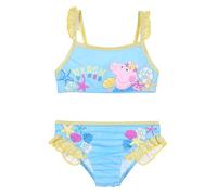 Peppa Pig Bikini para niña de 2 piezas, Beach Vibes con personaje, traje de baño con volantes brillantes, turquesa, 6 años