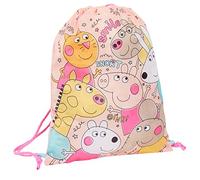 Peppa Pig Bolsa con cordón para niñas, kit de polietileno, bolsa de gimnasio, bolsa de natación, mochila escolar para guardería, melocotón, Talla única, Bolsa con cordón