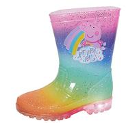 Peppa Pig Botas de agua con purpurina para niñas, luces intermitentes, zapatos de nieve, arcoíris, 28 EU