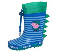 Peppa Pig Botas de Agua para niños con diseño de George Pig, cordón en la Parte Superior. Botas de Lluvia para niños, diseño de Dino, en Verde. Talla 7 UK Infantil/EU 24