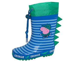 Peppa Pig Botas de agua para niños con diseño de George Pig, cordón en la parte superior. Botas de lluvia para niños, diseño de Dino, en verde. Talla 9 UK infantil/EU 27.