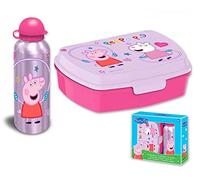 Peppa-Pig - Caja de sándwich con botella de agua de aluminio de 500 ml, recipiente de preparación de comidas y botella de bebidas para niños a partir de 3 años