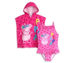 Peppa Pig Conjunto de traje de baño y poncho de toalla con capucha niñas 4-5 años